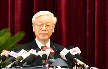 Tổng Bí thư Nguyễn Phú Trọng phát biểu khai mạc Hội nghị Trung ương lần thứ 12 (khóa XI).
